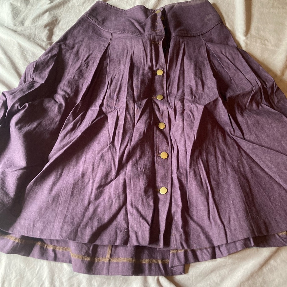 Cottage core Purple Button-Down midi Skirt